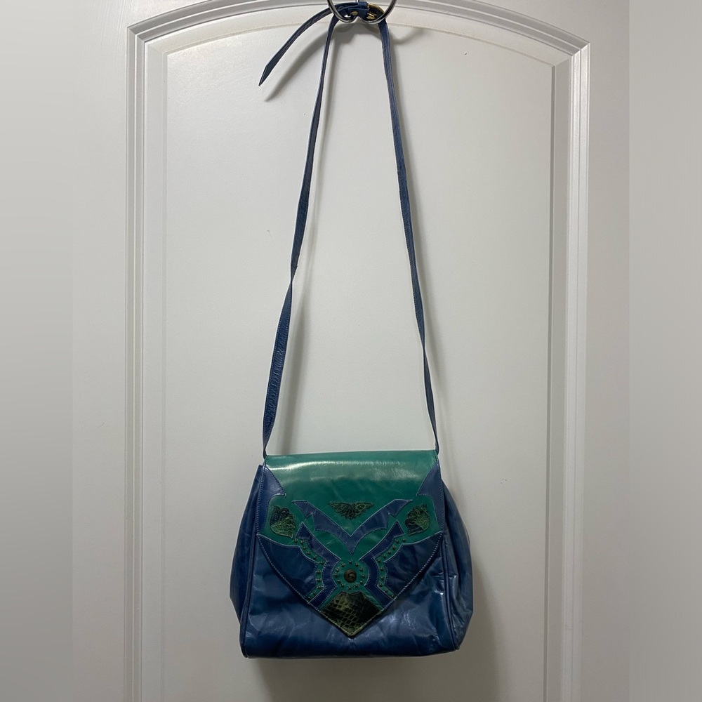 Vintage Art Deco Margaret J. Blue and Teal Crossbody Purse